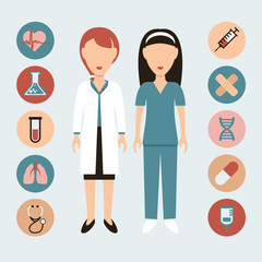 Obraz premium doctor and nurse flat icons