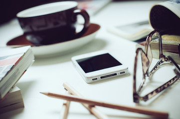 Smartphone on office table