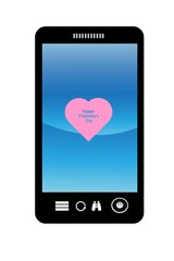 Joyeuse Saint Valentin dans un téléphone mobile
