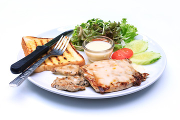 Steak on white background.
