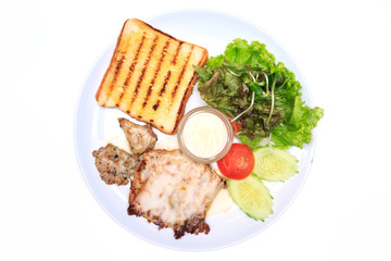 Steak on white background.