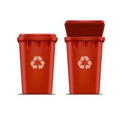 Vector Red Recycle Bin for Trash and Garbage