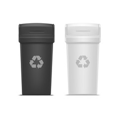 Set of Empty Recycle Bins for Trash and Garbage