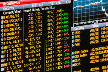 Bonds and rates data table, financial economic software