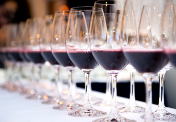 Glasses of red wine