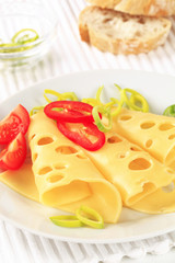 Thin-sliced Swiss cheese