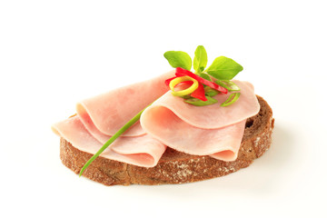 Open faced ham sandwich