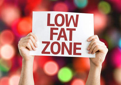 Low Fat Zone card with colorful background