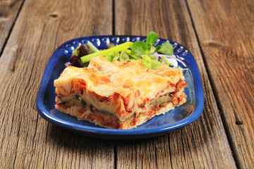 Portion of lasagna
