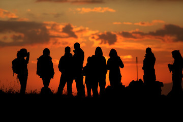 Fototapeta na wymiar escursione al tramonto