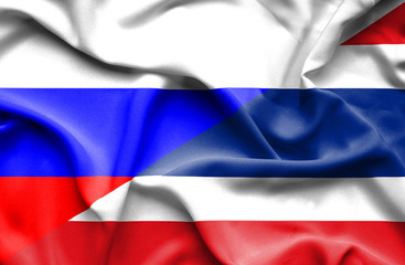 Naklejka premium Waving flag of Thailand and Russia