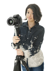 Young Photographer with Her Gear