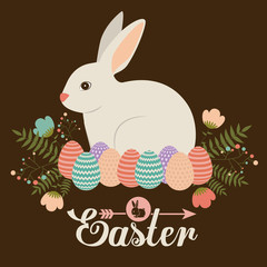 Happy easter card design, vector illustration.
