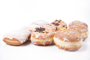 Fresh isolated donuts on white background