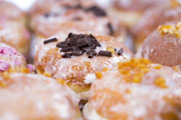 Fresh isolated donuts on white background