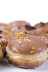 Fresh isolated donuts on white background