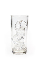ice in glass on white background