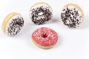 Fototapeta na wymiar Fresh isolated donuts on white background