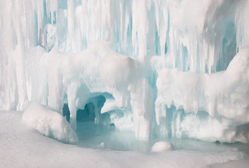 Frozen lake inside the ice cave