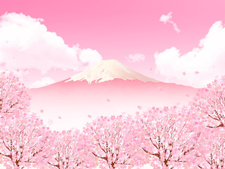 富士山　桜　背景