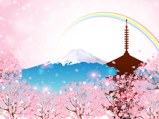 富士山　桜　背景