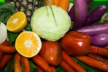 Multiple vegetables and fruits