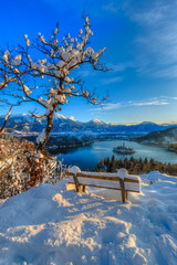 Aview of Bled in the winter morning