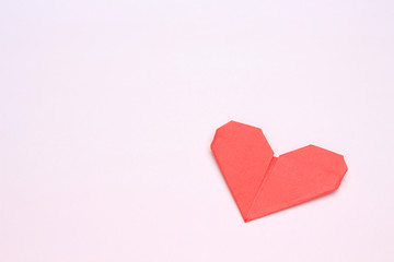 love heart on pink paper background