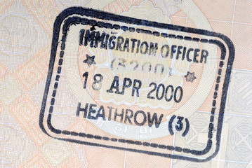Fototapeta premium UK immigration arrival passport stamp