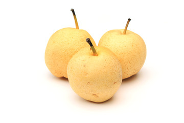 Pear fruit on white background