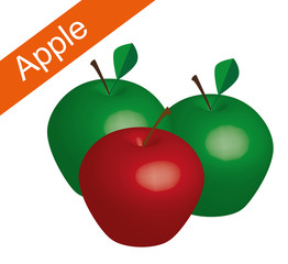 red and green apple in white background