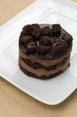 Chocolate Mocha Cake on white Plate