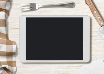 blank cooking recipe notes on tablet pc