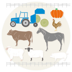 牧場とトラクター