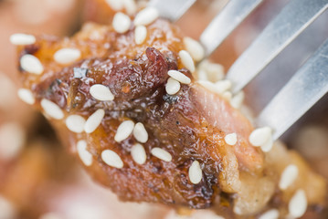 Baked pork with honey