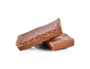 Chocolate bars stack isolated on white background