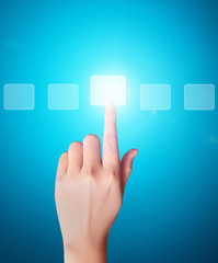 Man pressing a touchscreen button