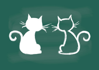 Cats couple chalkboard vector, cat vector