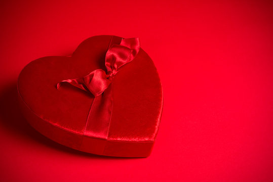 Valentine's Candy Box on red background
