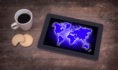 World map on a tablet