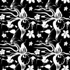 Seamless floral texture with elegant orchids