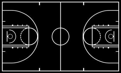 Fototapeta premium Basketball court with black in background