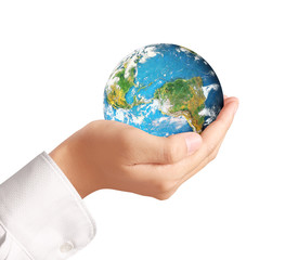 Globe ,earth in human hand