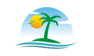 Fototapeta na wymiar beach island sunset logo image