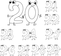 Coloring page funny numbers