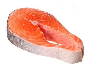 Piece of salmon isolated on white