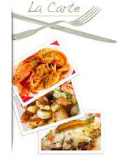 la carte de restaurant avec 3 photos