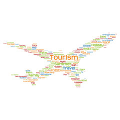 Fototapeta premium Conceptual travel or tourism plane word cloud