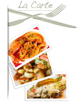 la carte de restaurant avec 3 photos