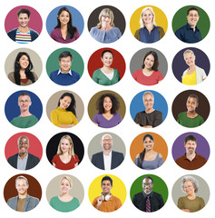 People Faces Portrait Multiethnic Cheerful Group Concept